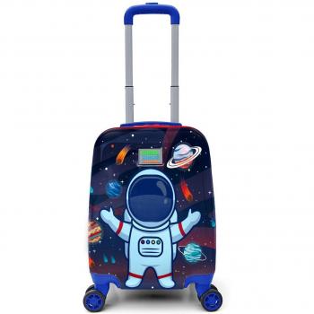 Coral High Blue Astronaut Pattern Kids Suitcase