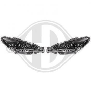 Paire de Feux Phares Peugeot 206 – DRL LED Noir (1998‑2002)