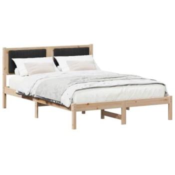 Matte Black Bed Frame with Upholstered Headboard 140x190 – VidaXL