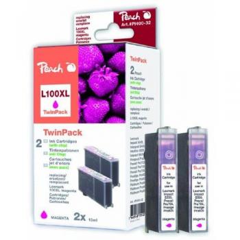 Peach 2 Tintenpatronen magenta für Lexmark No. 100XLM*2, 14N1070E, 14N1094