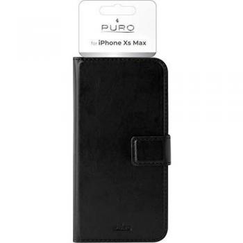 PURO 'Protezione Tipo Folio per iPhone XS Max (6.5), Ecopelle, 3 Scomparti per Carte Credito, Chiusura Magnetica, Funzione Stand Up – Nero