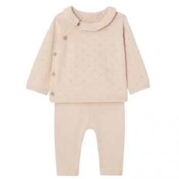 VERTBAUDET Ensemble bébé tricot collerette et pantalon rose