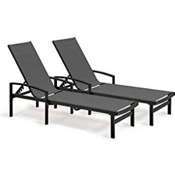 Set di 2 Lettini Prendisole in Alluminio Grigio