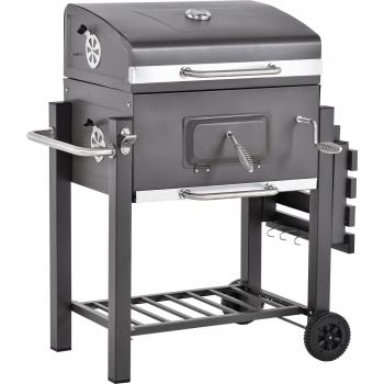 Outsunny Charcoal Grill BBQ Trolley with Shelf