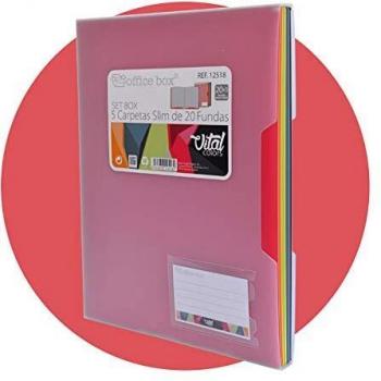 SET DE OFICINA BOX VITAL COLORS +5 CARPETAS SLIM 20F