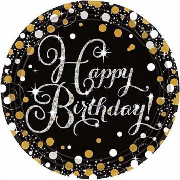 Amscan Gold Happy Birthday Party Plates