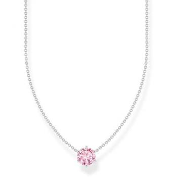 THOMAS SABO Silver Solitaire Pink CZ Necklace For Women