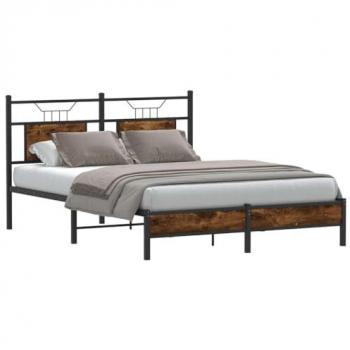 VidaXL 140x190 cm Bed Frame in Smoked Oak