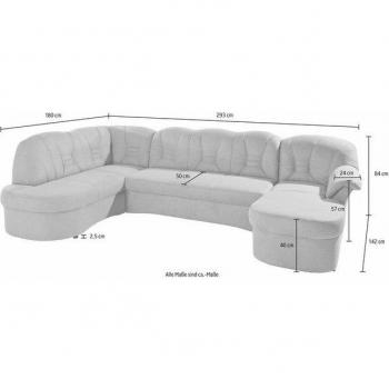 Elva U-Form Couch, wahlweise mit Federkern