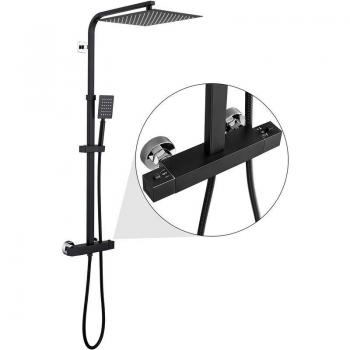 Colonne Doccia Inox Nero con Soffione 30x30