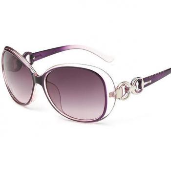 Lunettes de soleil ovales marron et violettes pour femmes UV400