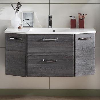 Waschtisch ALINA-66, 115cm Waschbecken in Graphit Struktur, B/H/T: 112/53,5/48cm