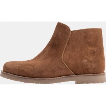 Women's Plus Size Beige Suede Ankle Boots with Side Zip and Crepe Sole, Size 5