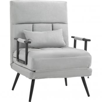 Poltrona Imbottita 3 in 1 in Acciaio Poliestere con Cuscino Grigio Chiaro