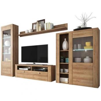 Home Affaire Wohnzimmer‑Set Larona – 4‑teiliges Möbelensemble (TV-Board, Highboard, Vitrine, Wandregal)