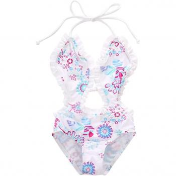 Baby Girls' White Lace Print Monokini
