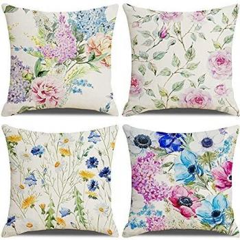 Cotton Peony Floral Cushion Cover Collection (Pack of 4)