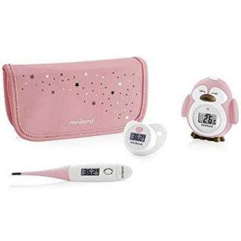89119 Miniland Set di 3 termometri digitali corporeo con punta flessibile con forma di succhiotto e per il bagno