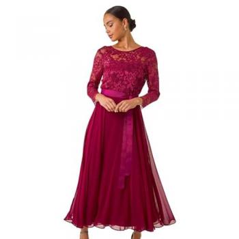 Kleines rotes Spitzenkleid mit kontrastierendem Bodice, Roman Roman