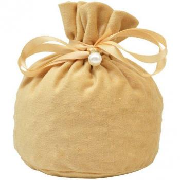 Velvet Celebration Treat Bags – 5-Pack, 14x15x10 cm, Ribbon & Bead Accents