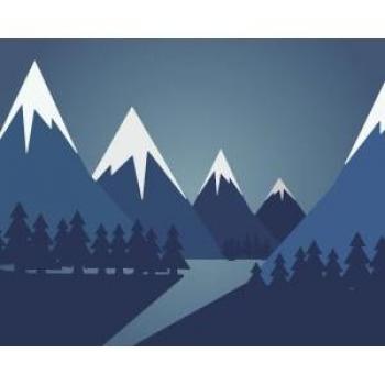 Snowy Mountain Valley Blue Wall Mural