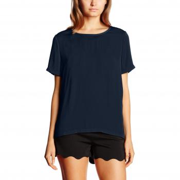 Vila Clothes Vimelli S/s New Top-Noos, Camiseta para Mujer, Azul Total Eclipse, Talla 38