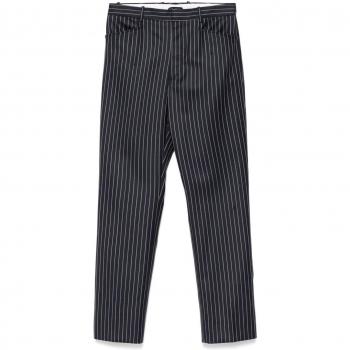Tom Ford Feminine Wool‑Striped Trousers in Blue – Size 42