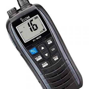 VHF portátil Icom IC-M25 Euro/bandas laterales/protección IPX7/flota y parpadea/batería de litio 1500mAh/autonomía 11h/conector carga microUSB