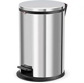 Hailo Pure M Edelstahl-Mülleimer, 12 Liter Fassungsvermögen, Deckeldämpfung und Müllbeutel-Klemmringsystem | Made in Germany