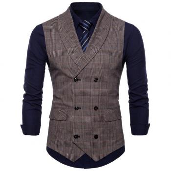 Chaleco de traje de fiesta de boda FULIER (Marrón, XXL)