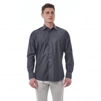 Bagutta, Casual Shirts, male, Gray, Size: 5XL Regular Fit Italian Collar Shirt
