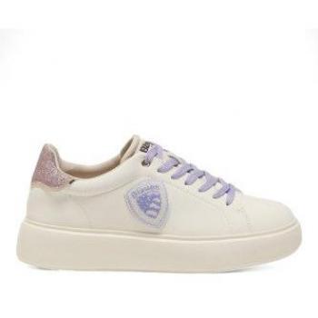 Zapatillas bajas Blauer en tonos crema y plata
