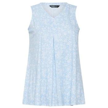 Garden Chic Pleat Front T-Shirt – Women’s Light Blue, 20