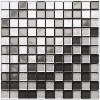 Mosaico 30cm x 30cm in Vetro Graphite Diamond su Rete