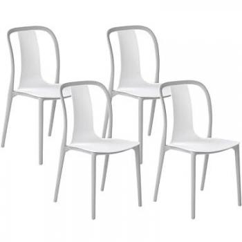 Set of 4 Armless Garden Chairs in Synthetic Material