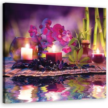 Orchidee‑Spa Candle Leinwand 30 cm × 30 cm in Violett