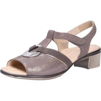 ARA LUGANO Damen Sandale 4,5 (37,5) – grau taupe, sommerlich, mit klassischem Schnitt und Blockabsatz