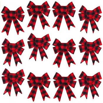 Plaid Arcs Rouge & Noir, 12 pièces, Décor Noël