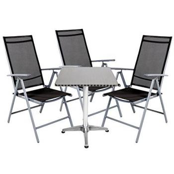 Garten‑ und Balkontischset 4‑teil – Aluminium, Textil Anthrazit (60 cm)