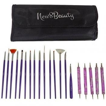 Estuche Premium de 20 Pinceles Nail Art con Manual Gratuito de Diseños