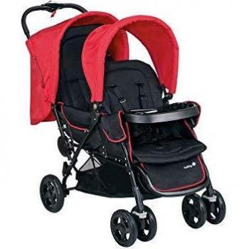 Duodeal Safety 1st Passeggino Gemellare – Compacto Reclinable con Coprigambe e Parapioggia, Rosso Semplice