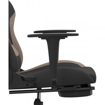 Chaise Gaming à Tissu Noir et Taupe, repose-pied intégré Vidaxl