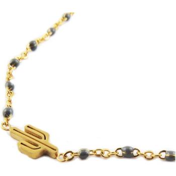 Elegant Cactus Bracelet in Golden Gray Steel