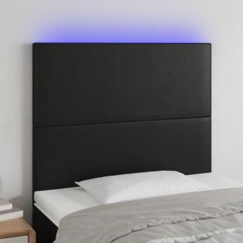 Cabecero con luces LED negro 100x5x118/128 cm