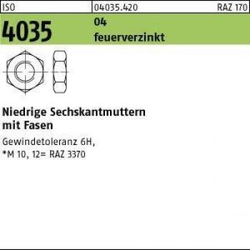 Sechskantmutter M8 ISO 4035 niedrig 100 Stück Automatenstahl feuerverzinkt