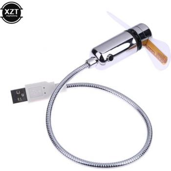 Portable Mini USB Fan & LED Clock, Real Time Display, Gooseneck Hand Fan – Office/Notebook Accessory