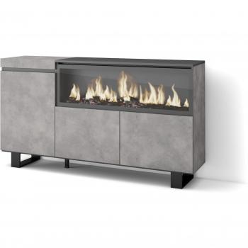 Buffet Rangement Industriel 160 cm, 3 portes, feu électrique XXL, couleur gris ciment – Skraut