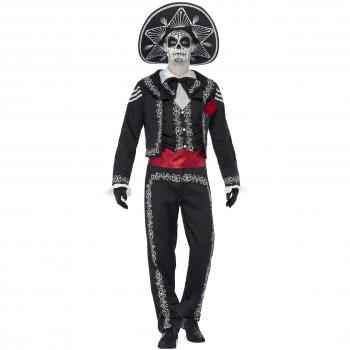 Costume de squelette Senor Os couleur noire, taille moyenne (M)
