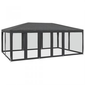 VidaXL 6x4 m Tent with 10 Mesh Sidewalls Anthracite