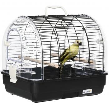 Cage à oiseaux en fil d'acier avec perchoirs plateau amovible et poignée 42 x 32 x 37 cm noir